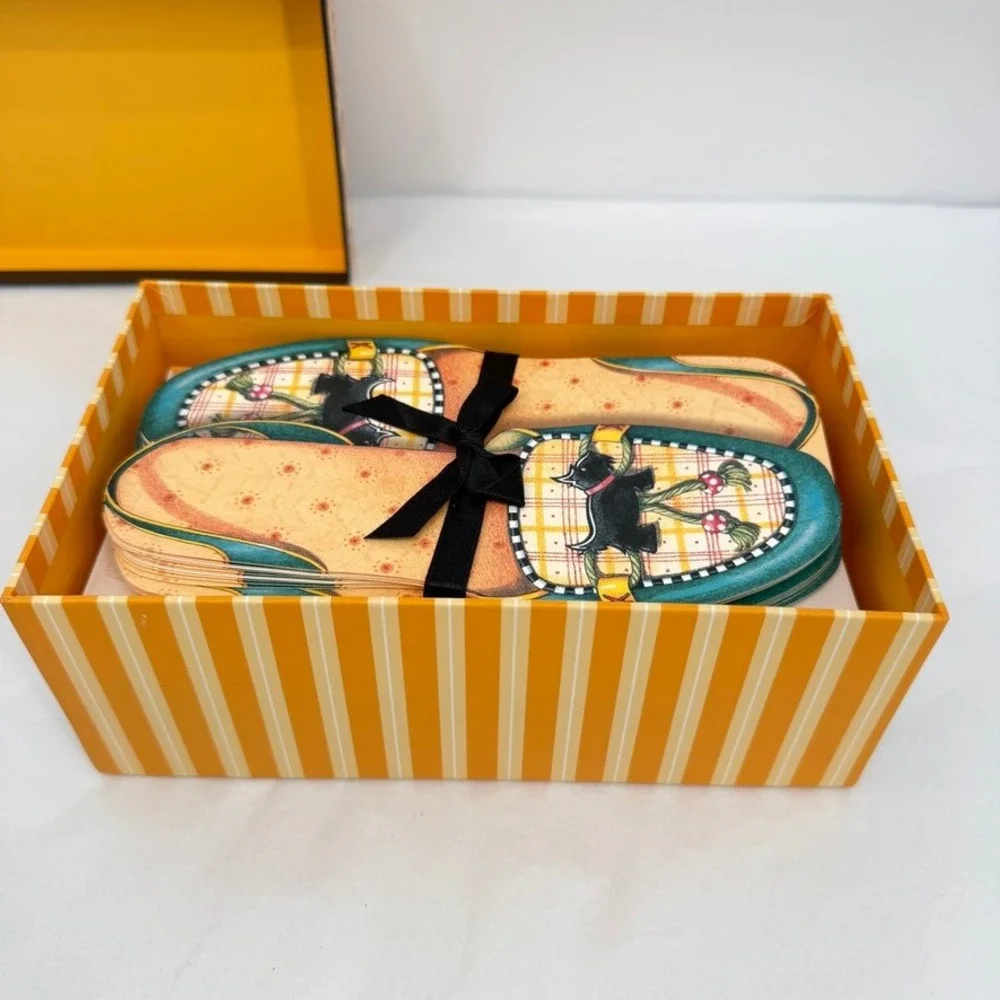 Mary Engelbreit Note Cards Scottie Dog Shoe Die-Cut Stationery Set Gift w/ Box